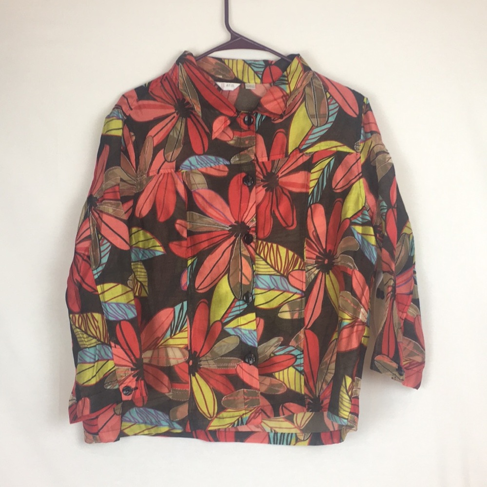 Erin London Sherbet Swirl flower button shirt